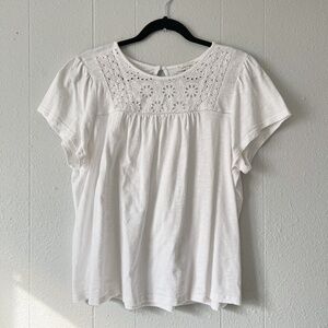 Ella Moss Eyelet Cotton Modal Top Womens Large Coastal Beachy Workwear Capsule